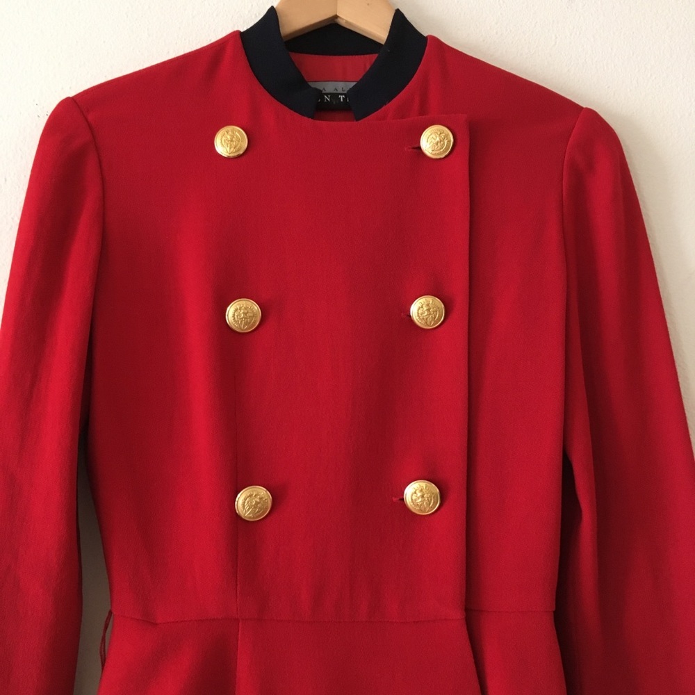 Linda Allard Ellen Tracy Red Wool Peacoat - Picture 3 of 7
